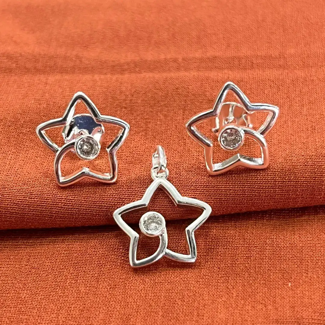 Conjunto Estrela com Zircônia — semijoia bruta cravejados da Santana Brutos, atacado para lojistas