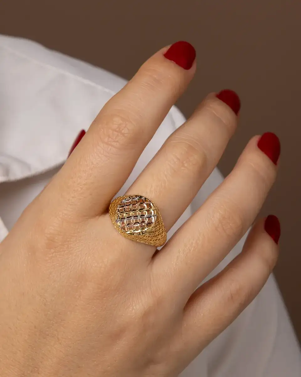Anel Diamantado Filigrana Alta Fusão — semijoia bruta diamantados da Santana Brutos, atacado para lojistas
